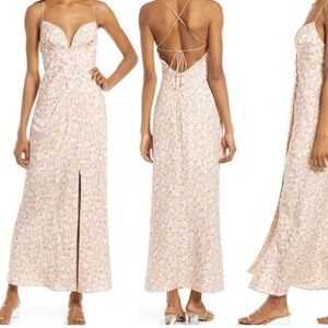 Significant Other linen blend pink floral print dress